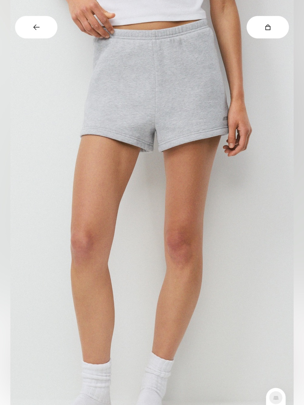 Aritzia Light Gray Sweatfleece High-Rise Mini Shorts